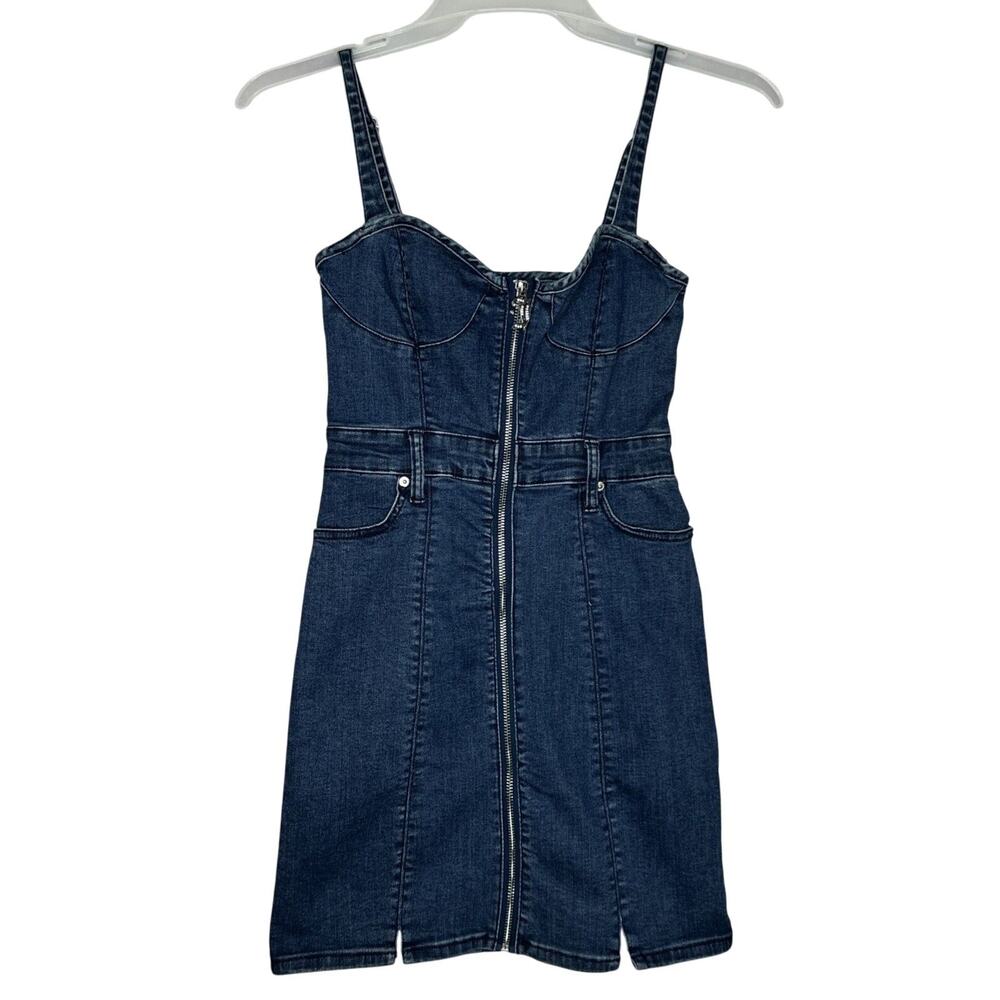 Juicy Couture Denim Sweetheart Neckline Mini Dress Dark Wash X Small Sexy